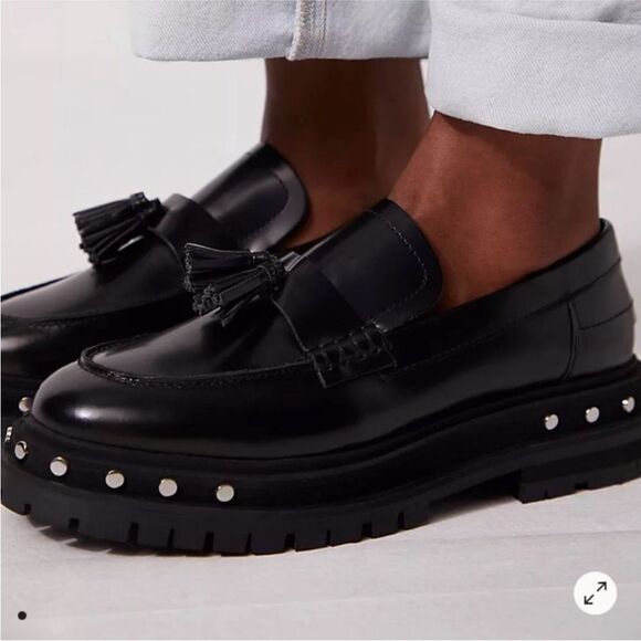 Free People Teagan Tassel Platform Loafers Black US 7 - Picture 1 of 6
